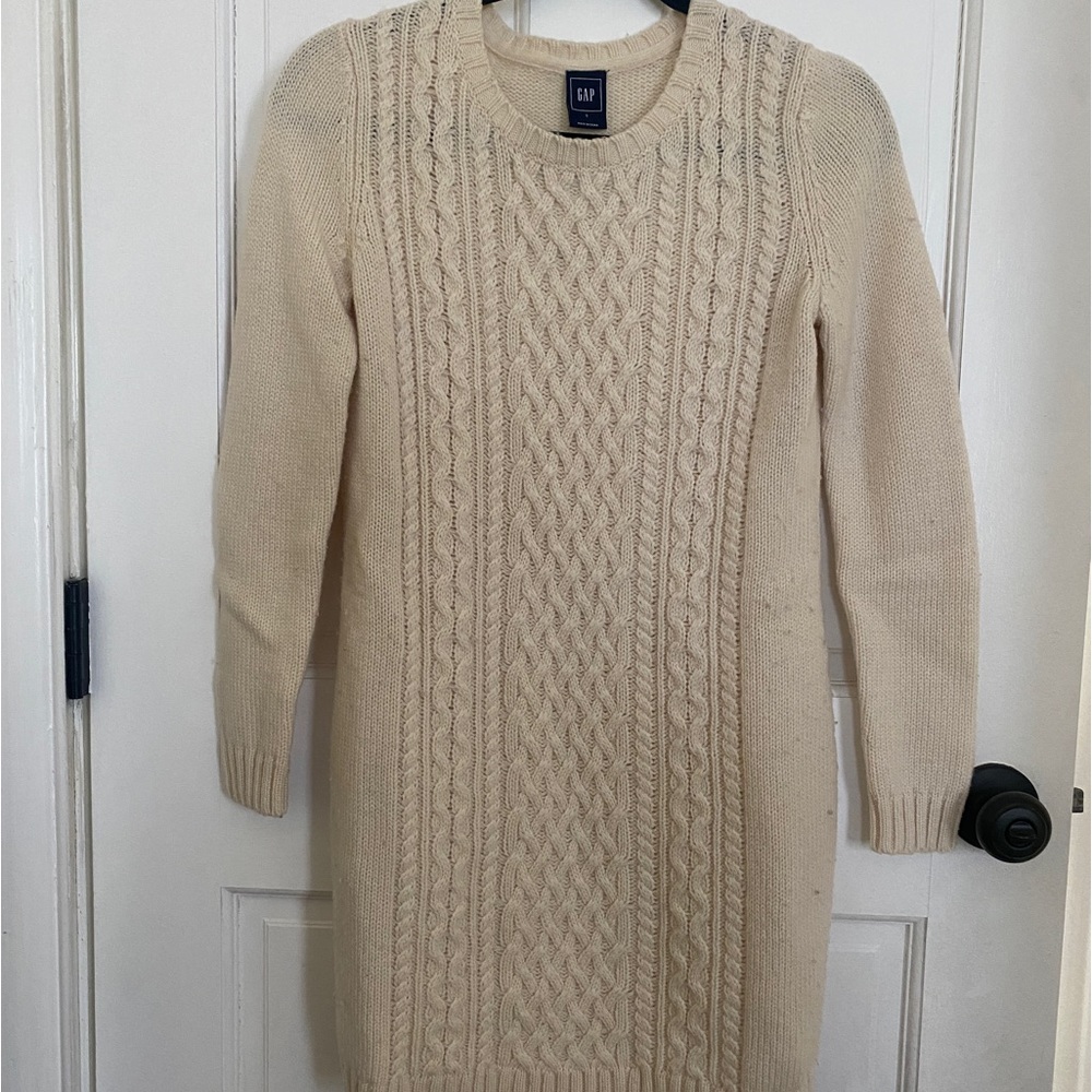 Cream knit sweater dress
